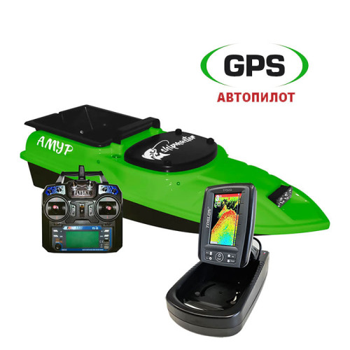 Карповый кораблик Shipmaster Амур Зеленый с эхолотом Toslon TF520 и GPS Twin