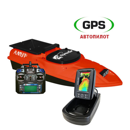 Кораблик для рыбалки Shipmaster Амур Красный с эхолотом Toslon TF520 и  автопилотом GPS Twin