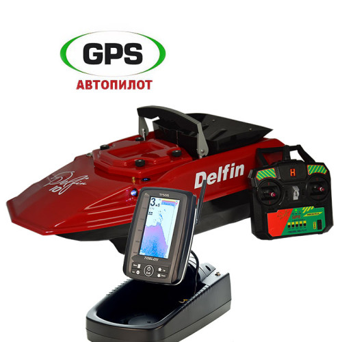 Прикормочный кораблик Дельфин-10 с эхолотом Toslon TF500 и GPS автопилотом