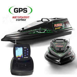 Кораблик Фурия Шторм Черный с эхолотом Lucky FF918 + GPS (Maxi Cortex)