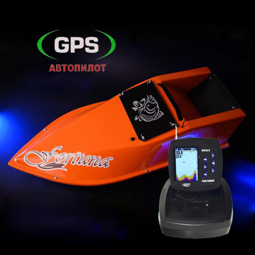 Кораблик для карповой рыбалки Фортуна (45000 mAh) с эхолотом Lucky FF918 и GPS автопилотом 3-го поколения V3 (6+1)