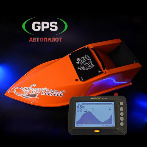 Карповый кораблик для завоза прикормки Фортуна 27000 с эхолотом Toslon TF500 и GPS автопилотом Maxi