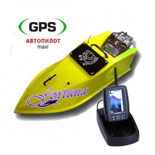 Кораблик для завоза прикормки Фортуна 15000 mAh с эхолотом Toslon TF500 и GPS автопилотом на 9+1 точек и 100 водоемов