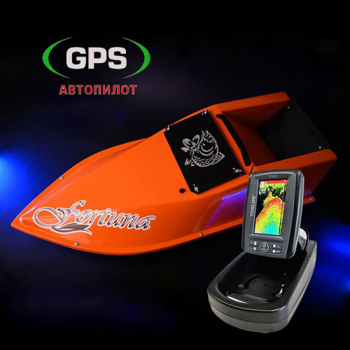 Прикормочный кораблик Фортуна 27000 мАч с эхолотом Toslon TF520 и GPS автопилотом третьего поколения V3 3+1