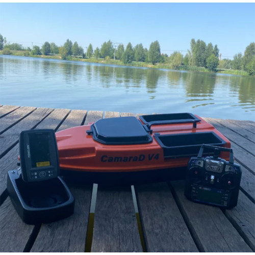 Двухбункерный карповый кораблик Runferry Camarad V4 (Orange) с эхолотом Toslon TF520 и GPS автопилотом