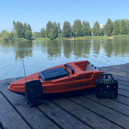 Прикормочный кораблик Runferry Solo V2plus c эхолотом Lucky FF918 и GPS автопилотом