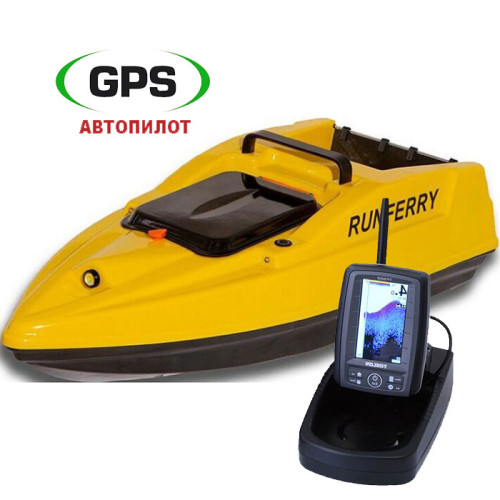 Кораблик для рыбалки Runferry Solo V2 Yellow (желтый) с эхолотом Toslon TF500 и многофункциональным GPS автопилотом