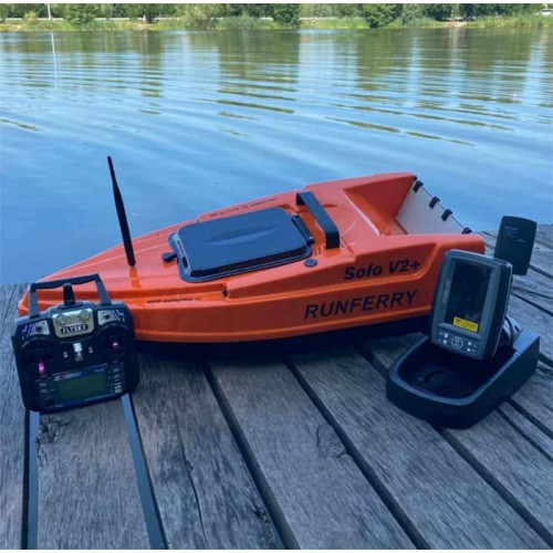 Прикормочный кораблик для рыбалки Runferry Solo V2+ (plus) c эхолотом Toslon TF520 и GPS автопилотом 100х(9+1)