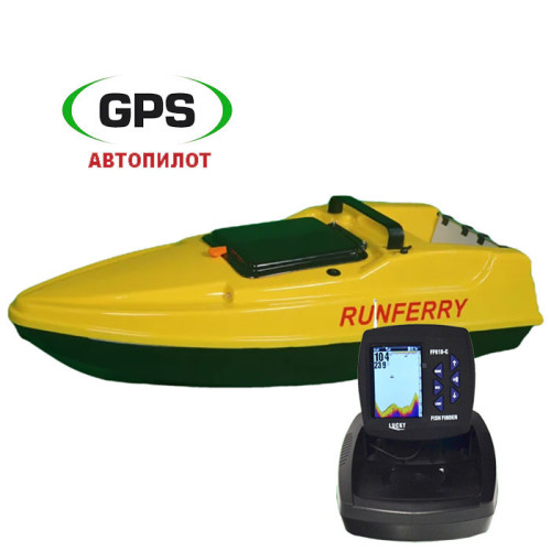 Карповый кораблик Runferry Solo Optima Yellow (Соло Оптима Желтый) с эхолотом Lucky FF918 и GPS автопилотом для рыбалки