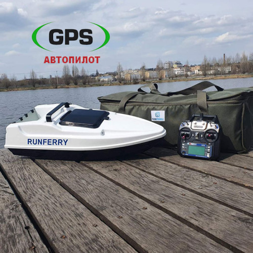 Кораблик для завоза прикормки Runferry Solo Optima (White) с GPS (Соло Оптима Белый с автопилотом 100х(9+1))