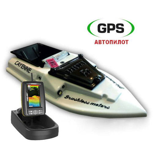 Прикормочный кораблик Spectre RT White (Спектр РТ белый) с GPS автопилотом и эхолотом Toslon TF520