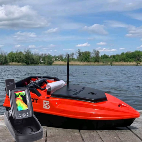 Кораблик Skiff Bot Pro S красного цвета (Red) с GPS + эхолот Toslon TF520