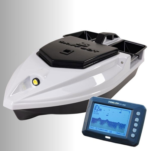 Двухбункерный кораблик Skiff Bot Pro S2 Белый с GPS и Toslon TF300